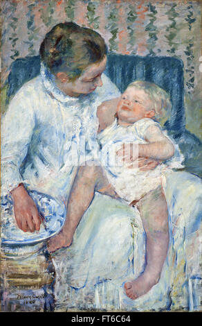 Mary Cassatt - Mutter zu Kind schläfrig - Los Angeles County Museum of Art zu waschen Stockfoto