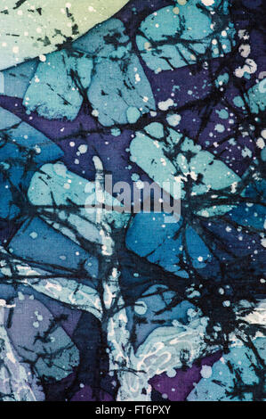Abstraktion, Türkis, violett, hot Batik Hintergrund Textur, Handarbeit auf Seide, abstrakten Surrealismus Kunst Stockfoto