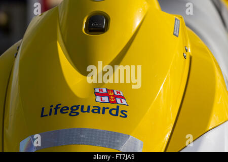 Küstenwache Logo auf Yamaha Jet-ski Rescue Wasserfahrzeuge RWC 103 für rnli Lifeguards in New Brighton, Wallasey, Großbritannien Stockfoto