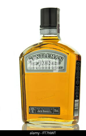 Gentleman Jack seltene Tennessee Whiskey isoliert auf weißem Hintergrund. Stockfoto