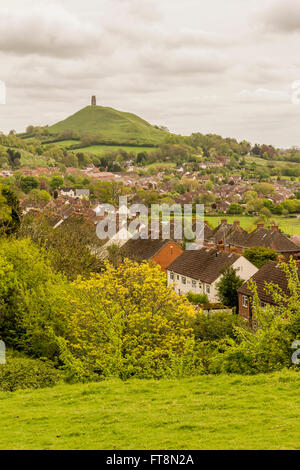 Ein Blick auf das Tor von Wearyall Hill, Glastonbury, Somerset. Stockfoto