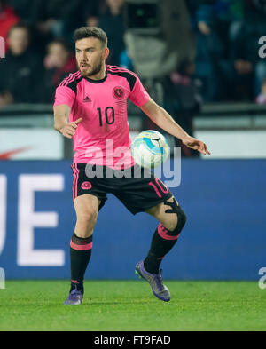 Prag, Tschechische Republik. 24. März 2016. Schottlands Robert Snodgrass während das Testspiel zwischen Tschechien und Schottland im Letná-Stadion in Prag, Tschechische Republik, 24. März 2016. Foto: Thomas Eisenhuth/Dpa - NO-Draht-SERVICE-/ Dpa/Alamy Live News Stockfoto