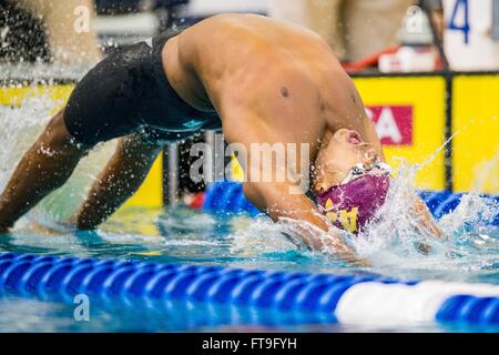 Atlanta, Georgia, USA. 26. März 2016. Arizona State Schwimmer Barkley Perry während der NCAA Männer Schwimmen und Tauchen Meisterschaft auf Samstag, 26. März 2016 am Georgia Tech Campus Recreation Center in Atlanta, GA. Jacob Kupferman/CSM Credit: Cal Sport Media/Alamy Live News Stockfoto