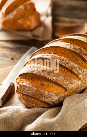 Hausgemachte knusprige Roggen Brot fertig zum Verzehr Stockfoto