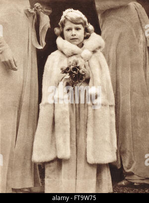 Die zukünftige Königin Elizabeth II im Alter von 5 als Brautjungfer im Jahre 1931 Stockfoto