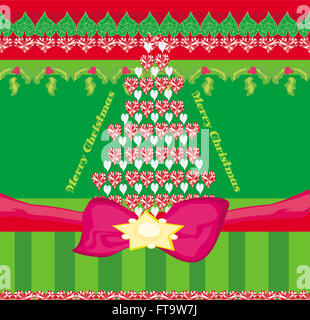 Weihnachtskarte mit Weihnachtsbaum Stockfoto