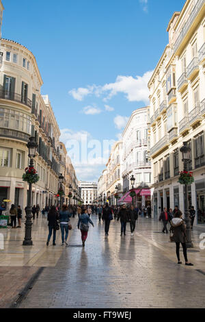 Calle Marqués de Larios. Haupteinkaufsstraße in Málaga (Spanien) Stockfoto