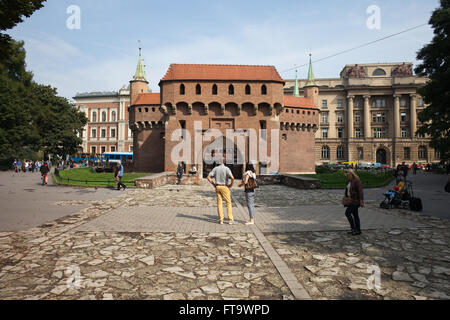 Polen, Krakau, Barbican Befestigung, Teil einer alten Stadtmauer Stockfoto