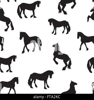 Schwarzes Pferd Silhouette Musterdesign Vektor-Illustration Stock Vektor