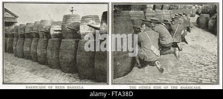 Ostern 1916 britische Armee Aufstand improvisiert Bier Fass Barrikaden Stockfoto