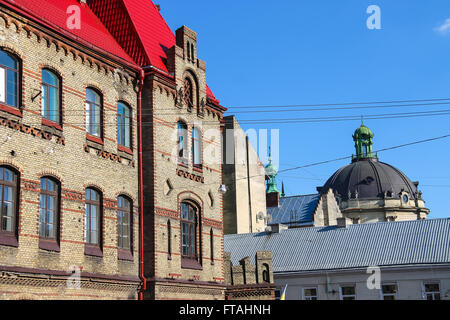 Alte Stadt von Lviv, Ukraine. Main-Abteilung Ministeriums für Notfallfragen (Feuerwache) Stockfoto