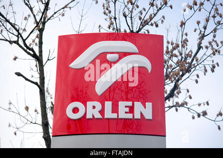 15. Januar 2016 - Wroclaw: Das Logo der Marke "Orlen'January 15, 2016 in Breslau. Polen. Stockfoto