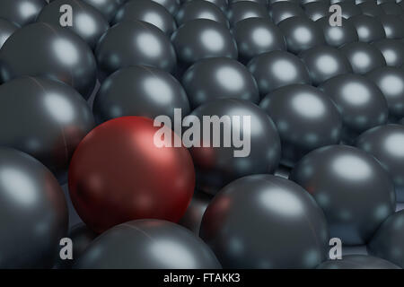 Eine rote und silberne Kugeln, konzeptionelle 3d Rendern Stockfoto