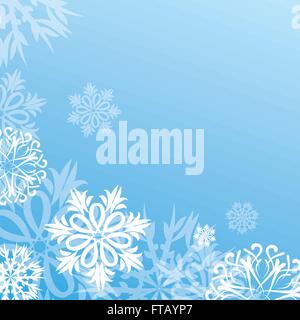 Lager Vektor Weihnachten Hintergrund mit Schneeflocken auf blau Stock Vektor