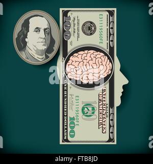 Mit Hilfe des Gehirns, Geld zu verdienen ist das Thema der Abbildung Stock Vektor