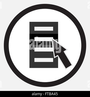 Wählen Sie aus Liste Cursor Symbol schwarz weiß. Auswahlliste, Cursor-Symbol wählen, wählen Sie als Konzept Punkt Zeiger-Symbol. Vektor-abstrakt Stockfoto