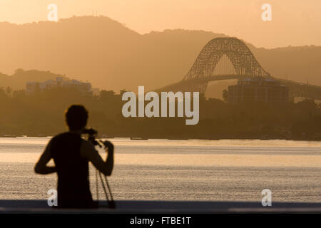 Puente de Las Americas-Brücke von der Nord-und Südamerika-Panama-Stadt. Republik von Panama Stockfoto