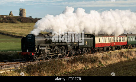 70000 Britannia Klasse Dampflokomotive Hadleigh Castle vorbei 12.10.2011 Stockfoto