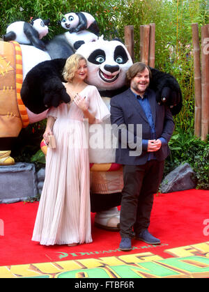 Kate Hudson und Jack Black auf europäischer-Premiere von "Kung Fu Panda 3' im Odeon Leicester Square in London, Engla Stockfoto