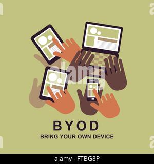 flache Design-Konzept der BYOD bringen Sie eigenes Gerät Stock Vektor