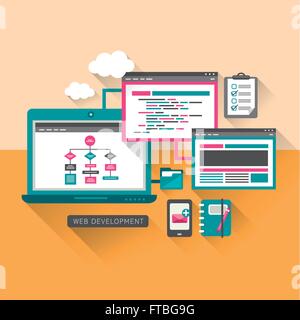 flache Design-Konzept der Web-Programmierung Entwicklung Stock Vektor