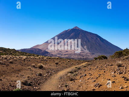 Wandern Wanderweg Ruta Arenas Negras und Vulkan Teide, Teide-Nationalpark Parque Nacional de Las Cañadas del Teide, Teneriffa Stockfoto