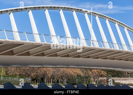 Brücke Exposicio, von Santiago Calatrava, Valencia, Spanien. Stockfoto