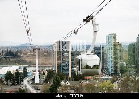 Der Himmel-Straßenbahn in Portland, Oregon. Stockfoto