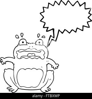 Freihändig gezeichnete Rede Blase Cartoon lustig Angst Frosch Stock Vektor