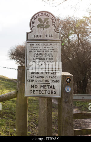 Ortseingangsschild Hod Hill National Trust Stockfoto