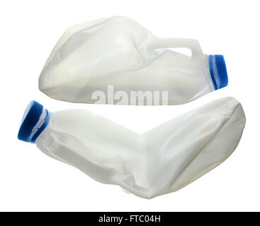 Kunststoff-Milchflaschen für das Recycling Stockfoto