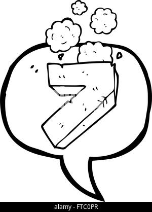 Freihändig gezeichnete Speech Bubble Cartoon Stein Nummer sieben Stock Vektor
