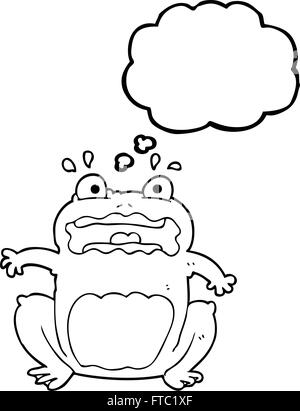 Freihändig gezeichnete Gedankenblase cartoon lustig Angst Frosch Stock Vektor