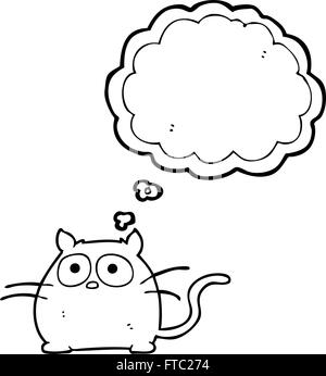 Freihändig gezeichnete Gedanken Bubble Cartoon-Katze Stock Vektor