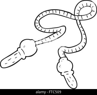 Freihändig gezeichnete schwarz-weiß Cartoon Springseil Stock Vektor