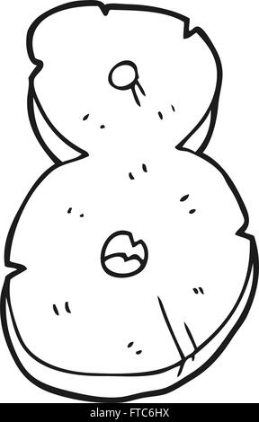 Freihändig gezeichnete schwarz-weiß Cartoon Stein Nummer acht Stock Vektor