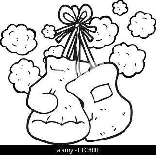 freihändig gezeichnet alte schwarz-weiß-Cartoon-Boxhandschuhe Stock Vektor