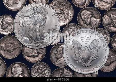 US Mint Prägung und Silbermünzen. Stockfoto