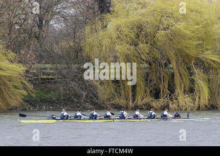 Oxford und Cambridge University Boat Race auf der Themse aus Putney und Mortlake, London England Vereinigtes Königreich UK Stockfoto