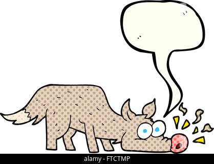freihändig gezeichnet Comic Buch Speech Bubble Cartoon Hund schnüffeln Stock Vektor