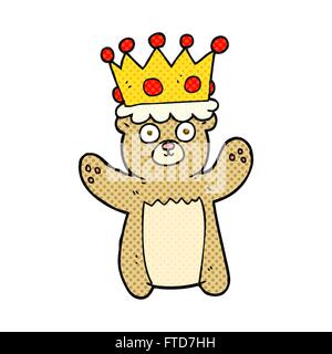 Freihändig gezeichnete Cartoon-Teddy-Bär mit Krone Stock Vektor