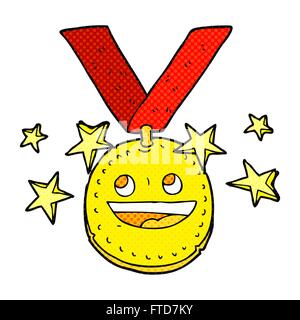 Freihändig gezeichnete Cartoon-happy Sport-Medaille Stock Vektor