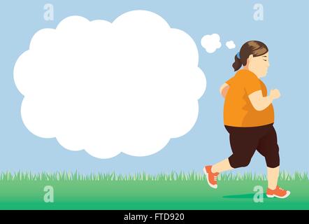 Dicke Frau versuchen, Gewicht zu verlieren, durch Joggen im park Stock Vektor