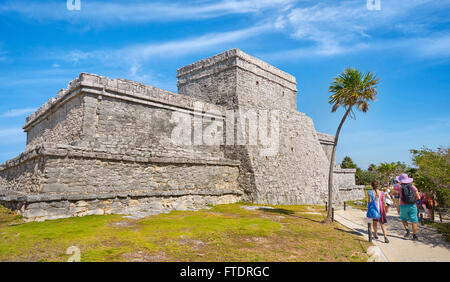 Alte Maya-Ruinen, Haupttempel von Tulum, Halbinsel Yucatan, Mexiko Stockfoto