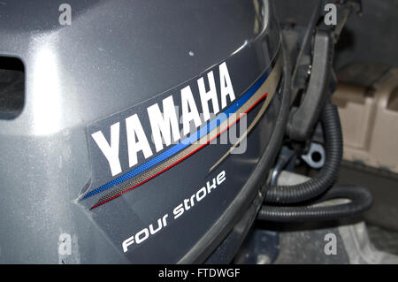 Yamaha Außenborder 4 Takt, Bootsmotor Stockfoto