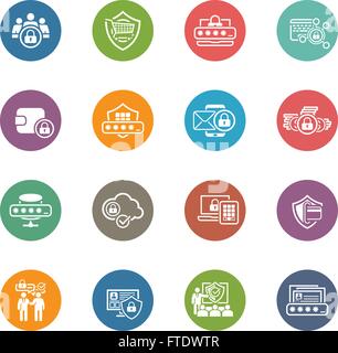 Flaches Design-Schutz und Sicherheit Icons Set. Stock Vektor