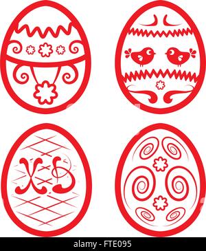 Vektor-Ostern für Design gesetzt. Vier schöne Eiern Stock Vektor