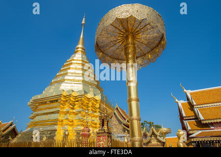 Die goldene Chedi im Wat Phra, die Doi Suthep in Chiang Mai, Thailand Stockfoto