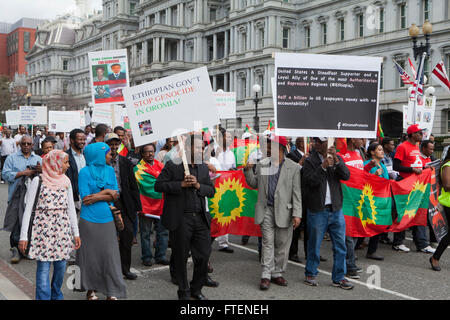 Freitag, 11. März 2016, Washington, DC USA: Protest gegen die äthiopische Regierung Völkermord und Krieg in Oromia, Äthiopien Stockfoto