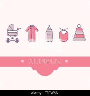 niedliche Baby Symbolsatz Vektor Stock Vektor